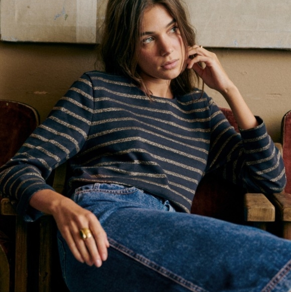 Sezane Colette Mariniere in Navy/Gold size NEW
